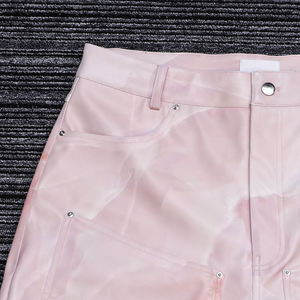 Summer Fashion Pink Printed <b>Leather</b> Jorts Men Custom Streetwear Casual Cargo Men'S <b>Leather</b> Baggy Shorts - Product Image 5