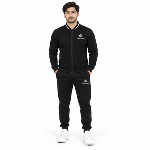 Private Label Cotton Fleece Lining Eco-Friendly Breathable Jogger Tracksuit Slim Tapered <b>Hoodie</b> Winter Sportswear Fitness Street - Product Image 1