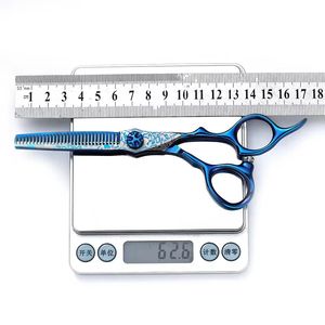 Tijeras de Entresacar Profesionales Azules de Acero Inoxidable con 32 Dientes, Punta Afilada y Mango Largo para Diestros, para Salón de Belleza - Product Image 6