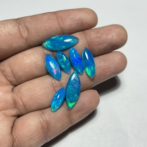 Ópalo Azul Etíope Genuino, Gema Suelta con Claridad y Destello de Fuego Arcoíris, Ópalo de Fuego Welo para Joyería, Ópalo en Forma de Marquesa - Product Image 1