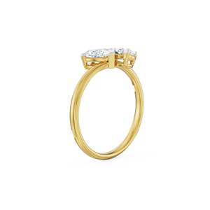 Bague en argent avec moissanite taille poire et placage or, bande croisée sculptée à deux pierres pour femme, bijoux de mariée - Product Image 2