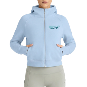 เสื้อฮู้ดครอปแขนยาวสำหรับผู้หญิง สไตล์ลำลอง สตรีทแวร์ ทรงหลวม ระบายอากาศได้ดี เป็นมิตรกับสิ่งแวดล้อม ผ้าถัก สีพื้น - Product Image 1