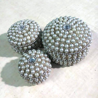 Boîte de rangement pour bibelots en métal blanc perlé, fabriquée à la main en Inde, ensemble de 3 pièces pour cadeaux de mariage