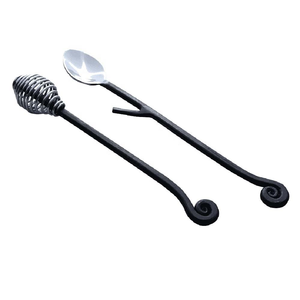 Cuchara para Miel y Cuchara de Bar con Mango en Espiral Negro, Cuchara con Gancho de Acero Inoxidable, Cuchara de Bar de Lujo Navideña - Product Image 1