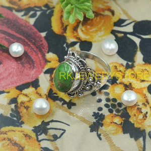 Natural Green Copper Turquoise <b>Ring</b> 925 Sterling Silver Handmade <b>Statement</b> <b>Ring</b> Vintage Boho Gift for Women Men Christmas gift - Product Image 3