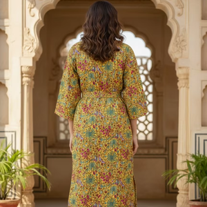 Kimono Nuevo con Estampado Kantha, Mangas Largas, Transpirable, Suave, Diseño Reversible con Cinturón, Ropa de Dormir para Mujer - Product Image 3