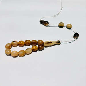 Perles chapelet islamique Tasbih de couleur blanche de buffle d'eau fait à la main 33 pièces de prière musulmane Misbaha Antique Imitation Golfe - Product Image 5