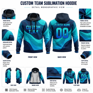 High Quality Sublimation Heavyweight Zipped up 100% Polyester Custom Athletic Hoodie with Kangaroo Pocket OEM Factory Supply - Product Image 5