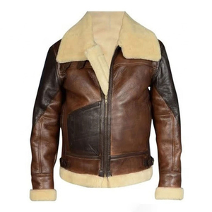 Best Edition Genuine Leather <b>Jackets</b> Distressed Pure <b>Sheepskin</b> Sherpa Shearling Faux Fur Windproof Waterproof High Street Zipper - Product Image 2