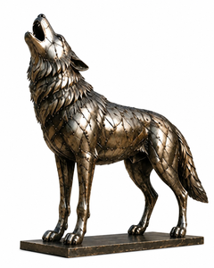 Escultura de Lobo de Bronce Fundido a Medida, Moderna, de Metal, Estatua de Animal de Cobre para Decoración Pública de Parques y Jardines Urbanos - Product Image 1
