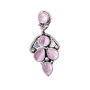 ต่างหูห้อยประดับดอกไม้สไตล์โบฮีเมียนทำจากทองเหลืองชุบเงินโบราณประดับด้วยหินหลากสีสำหรับผู้หญิง |   เครื่องประดับทำมือจากอินเดียสำหรับงานปาร์ตี้ - Product Image 1