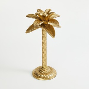 Magnifique Porte-Bougie Palmier Doré en Aluminium, Support de Bougie Tropical en Métal, Décoration de Table Coastale pour la Plage - Product Image 4