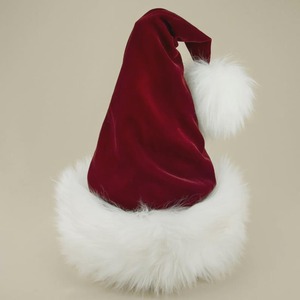 Chapeau de Père Noël en velours bordeaux, bordure en fausse fourrure, accessoire de fête personnalisé - Product Image 2
