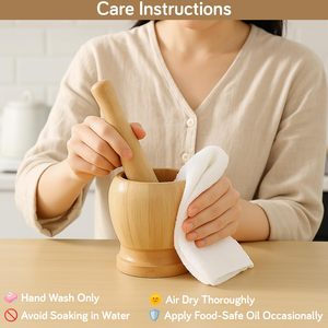 Juego de Mortero y Maja de Madera Natural Hecho a Mano, Recipiente para Moler Hierbas y Especias con Varilla para Moler, para Hierbas, Especias y Ajo de Cocina - Product Image 4