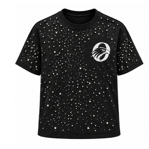 Unisex Black Pearl Decorated T <b>Shirt</b> Fashionable Round Neck Short Sleeve Pearl <b>Studded</b> Tee for Streetwear and Everyday Casual - Product Image 1