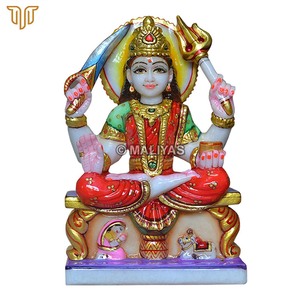 Estatua de Santoshi Maa de Mármol para el Hogar |   Santoshi Mata Murti e Ídolo de Mármol Hecho a Mano con Detalles Tradicionales Coloridos |   MALIYA - Product Image 2