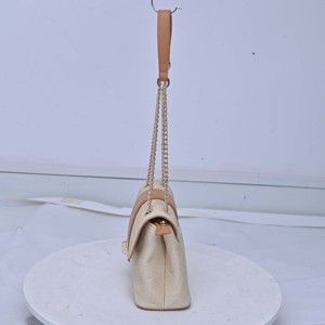 Sac à bandoulière pour femme en similicuir à motif géométrique tendance, avec deux chaînes de perles, fermeture à loquet, grand format, portable, idéal pour les voyages - Product Image 2