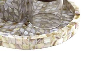 Floral <b>MOP</b> Inlay Wood Incense Burner Set Bulk Luxury Mother of Pearl Bakhoor Censer with Round Tray Modern Tabletop Decor - Product Image 6