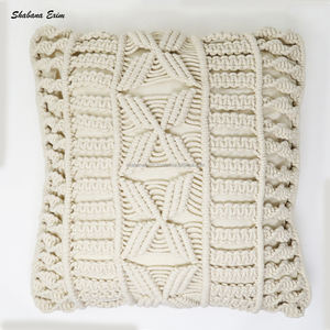 Housse de coussin en coton macramé pour la décoration de la chambre à coucher, housse de coussin décorative blanche pour canapé - Product Image 1