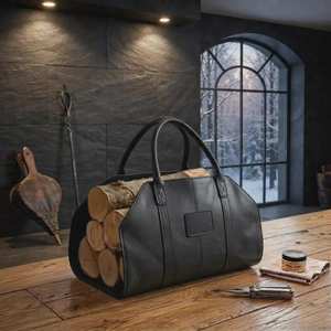 Sac de transport pour bûches en bois véritable en cuir, robuste et portable, fait main, porte-bûches pour cheminée LWC-0042 - Product Image 6