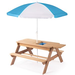 Regolabile in legno per bambini 3-in-1 tavolo di attività di sabbia con ombrellone superiore staccabile per bambini all'aperto gioco giardino Patio ponte - Product Image 1