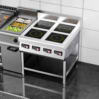 Cuisinière à induction commerciale 4 brûleurs, cuisinière à induction électrique en acier inoxydable pour restaurant, hôtel, cuisine commerciale