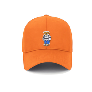 Hot Sale Street Casual 6-Panel 100% Cotton Unisex Baseball <b>Cap</b> White Blue Striped Teddy Bear Iron-On Embroidery Metal Buckle - Product Image 3