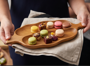 Plato de Servir de Madera Hecho a Mano con Tres Compartimentos, Diseño Minimalista, Acabado en Madera Natural, Artículos Esenciales para la Mesa de Fiesta - Product Image 3