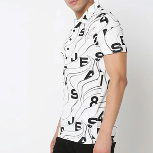 Men's Short Sleeve for <b>Shirt</b> <b>Striped</b> Pattern Front Logo Knitted Polyester Quick Dry Casual Color Blocked Regular Fit - Product Image 3