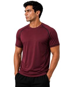 T-shirt de sport de compression pour homme, couleur bordeaux, personnalisé par le fabricant, séchage rapide, respirant, pour la course à pied, la gym, la remise en forme, en polyester, vêtements de sport - Product Image 1