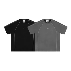 Camiseta Deportiva de Manga Corta para Hombre, Secado Rápido, Corte Regular, Cuello Redondo, Color Sólido, Tejido de Poliéster, Negro y Gris - Product Image 1