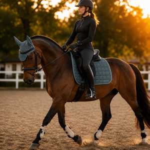 Teal <b>Quilted</b> Horse Saddle Pad Unisex Woven Fabric Solid Color Customizable Material Digital Printing - Product Image 5