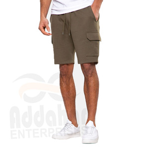Pantalones Cortos Cargo para Hombre, 100% Algodón, Cintura Media, Cierre con Cordón, Color Sólido, Casual, Transpirable, Largo Bermuda, con Bolsillos - Product Image 4
