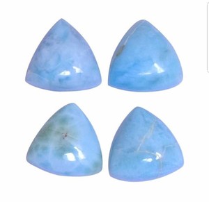 Cabochon de Larimar naturel, taille Trillion, à dos plat, pierres précieuses en vrac pour la fabrication de bijoux en argent, vente en gros - Product Image 3