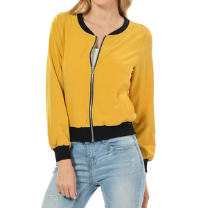 Veste bomber pour femme de qualité supérieure, à manches longues, pour l'hiver, coupe courte, imperméable, en nylon et coton, couleur jaune, respirante - Product Image 1
