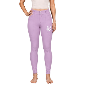 Pantalons d'équitation pour femmes, couleur lavande, taille haute, extensibles, leggings d'équitation professionnels, culottes d'entraînement avec poche - Product Image 1