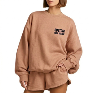 Haut à col montant et short pour femme, confort fusionnel, chaud et douillet, toucher plume, style décontracté, tenue de tous les jours, vêtements modernes - Product Image 1