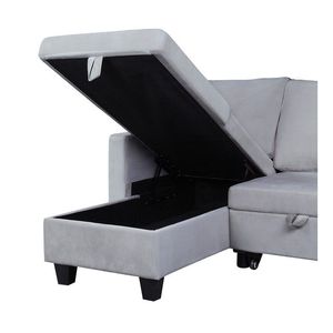 Nova 82.5\" Light Gray Velvet Reversible Sleeper Sectional <b>Sofa</b> <b>with</b> <b>Storage</b> Chaise Comfortable <b>Sofa</b> <b>Beds</b> Product - Product Image 5