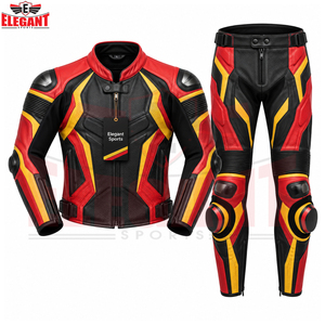 Two-Piece Motorcycle Biker suit <b>Outfit</b> Cowhide <b>Leather</b> Racing Jacket Pant Premium Quality Split Track Racing <b>Leather</b> Suit - Product Image 2