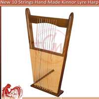 Handmade Rosewood 10 String Lyre Harp, King David Musical Instrument (Bag, Key, Extra Strings)