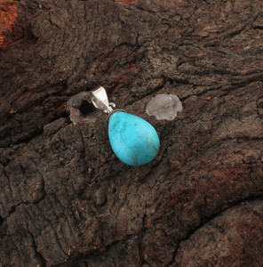 Natural Turquoise <b>Charms</b> 925 Sterling Silver Platinum Plated Vintage Wholesale Gemstone Jewelry Unisex Stamped Necklace Gift - Product Image 2