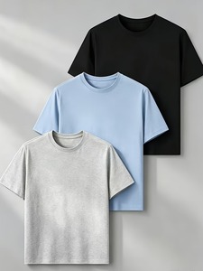 T-shirt pour homme de haute qualité 100% coton, surdimensionné, lourd, avec logo personnalisé, couleur unie, vêtements décontractés, noir, rouge, gris - Product Image 4