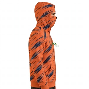 NEXTEX Unisex Speed Stripe Zip Up Hoodie Orange Navy Ninja <b>Face</b> <b>Mask</b> Hooded Jacket - Product Image 4