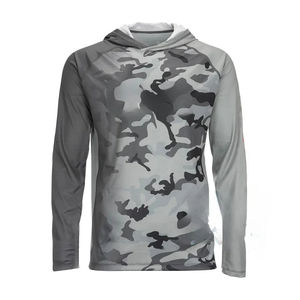 เสื้อฮู้ดดี้ตกปลาแขนยาวกันน้ำสำหรับผู้ชาย UPF 50 พิมพ์ลายเสือดาวด้วยเทคนิค Heat-Transfer โลโก้ด้านหน้า ผลิตจากโพลีเอสเตอร์ 100% - Product Image 1