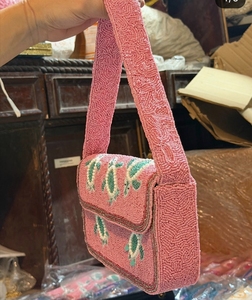 Pochette de luxe personnalisée pour femme, en coton imperméable, brodée et perlée, pliable, style bohème, avec bouton, ornée d'une pierre de lune, tissée à la main, durable et tendance - Product Image 1