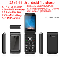 Téléphone mobile 4G Volte personnalisable OEM, version UE/USA, chipset MTK6765, écran tactile 3,5 pouces, clavier, Android, flip, 64 Go, LTE, débloqué