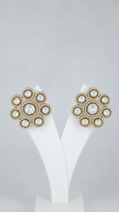 Luxury Fashion Earing White Stone Floral Cluster <b>Earrings</b> Premium Party Wear Women Jewelry - Product Image 3
