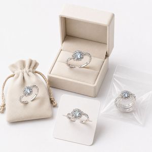 S925 Sterling <b>Silver</b> Blue CZ Flower <b>Ring</b> <b>Adjustable</b> Open Band for Women Fine Jewelry Wholesale - Product Image 1