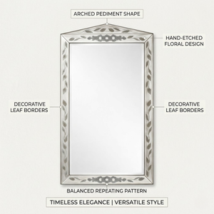 Espejo de Pared Barroco Veneciano Antiguo de Lujo |   Espejo Decorativo de Vidrio para Sala de Estar, Pasillo y Diseño Interior Clásico - Product Image 6