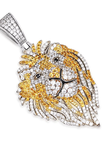 Lion <b>Head</b> Pendant With Crystal Rhinestones 925 Silver Plated Alloy Themed Charm Unisex Hiphop <b>Style</b> Jewelry Gift - Product Image 6